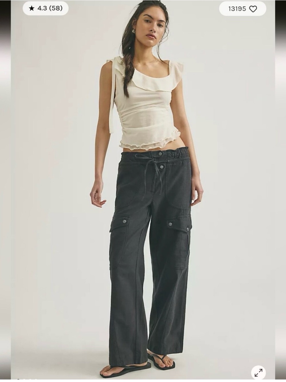Free People Park Ave Black Cargo Pants